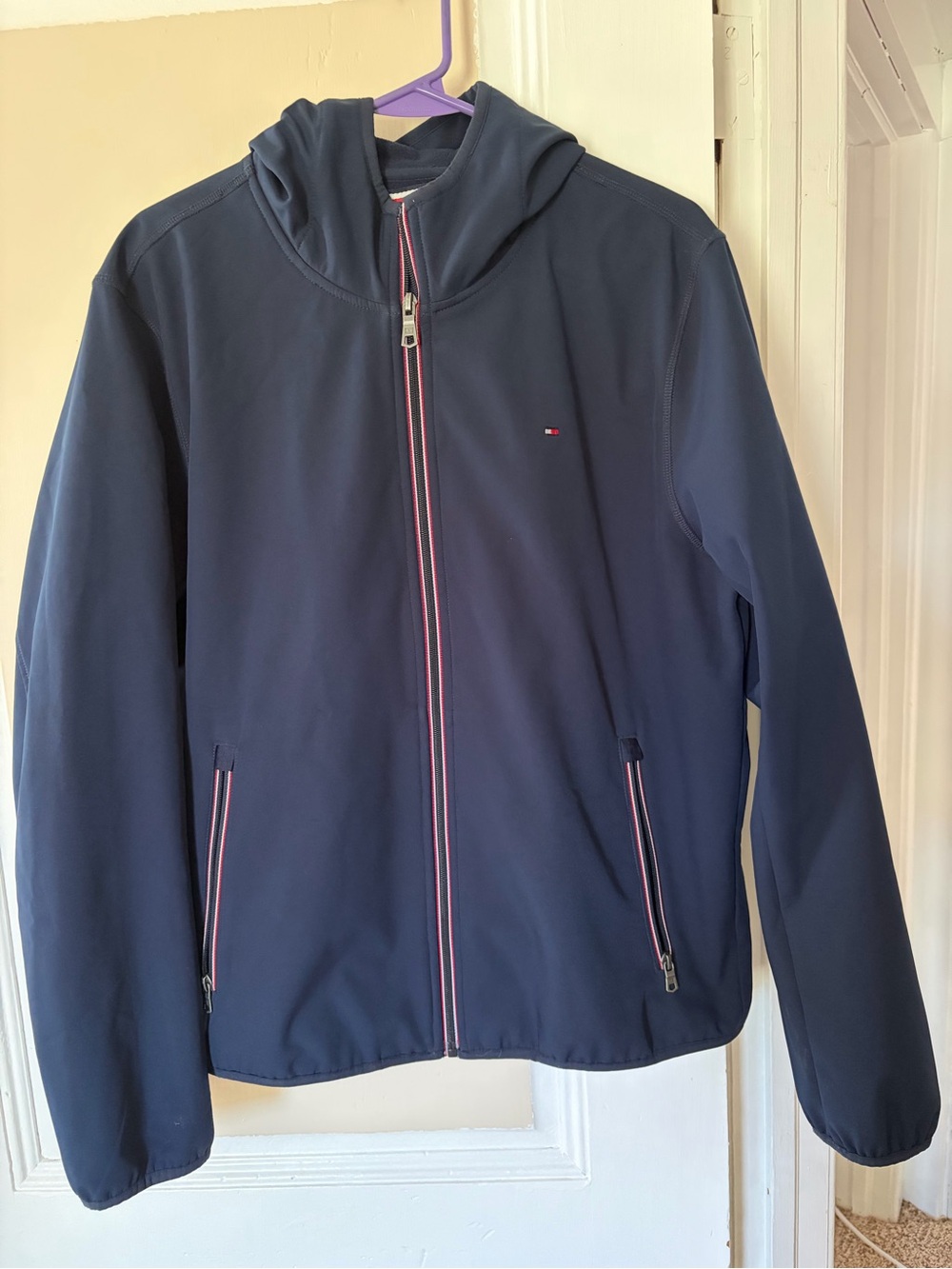 Tommy Hilfiger Navy Hooded Lightweight Jacket with Contrast Trim